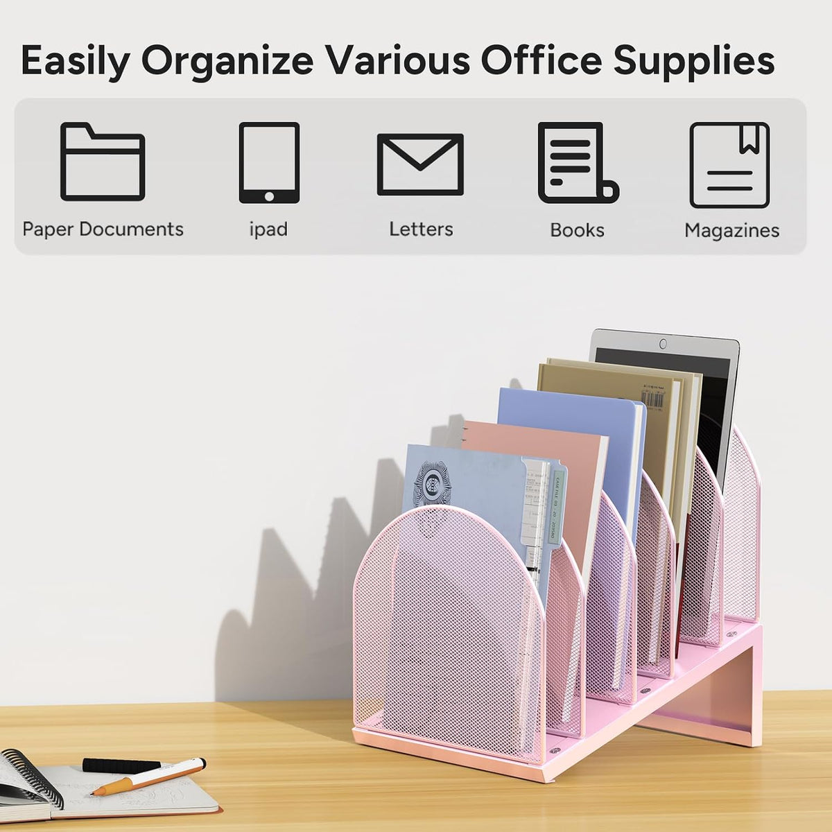 5-Section Desk File Organizer