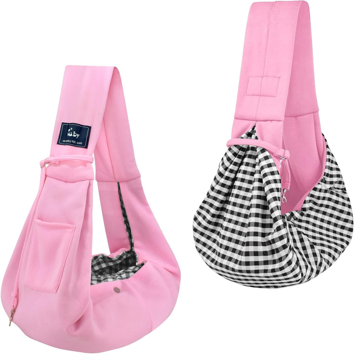 Dog and Cat Sling Carrier - Hands Free Reversible Pet Papoose Bag - Soft Pouch and Tote Design - Suitable for Puppy, Small Dogs Cats Outdoor (Pink, Unadjustable Strap)