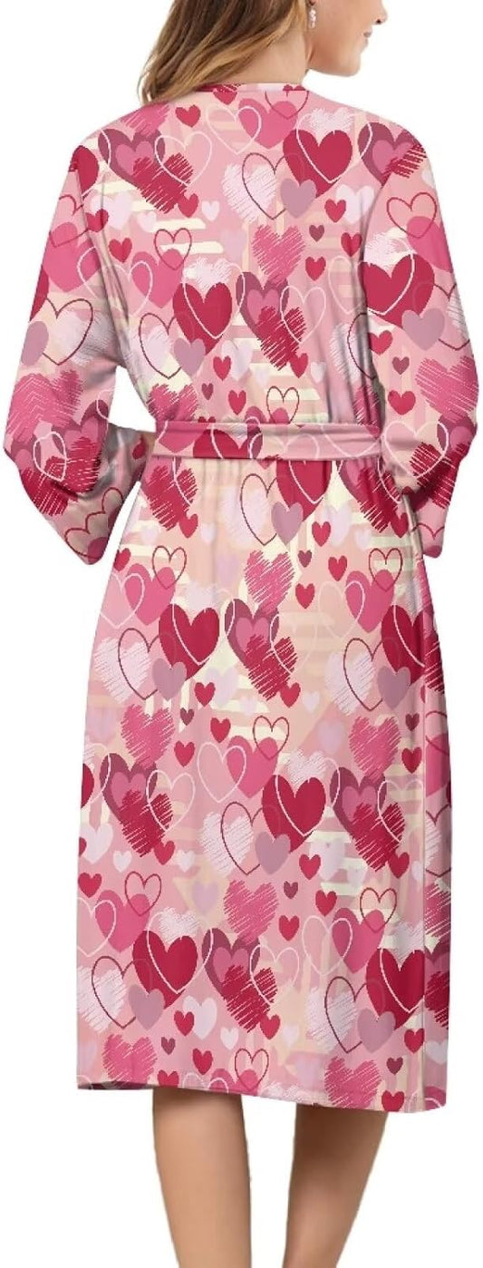 Womens Robe with Waist Belt Sleepwear Soft Long Sleeve Nightgowns for Women Casual Calf Length Nightwear