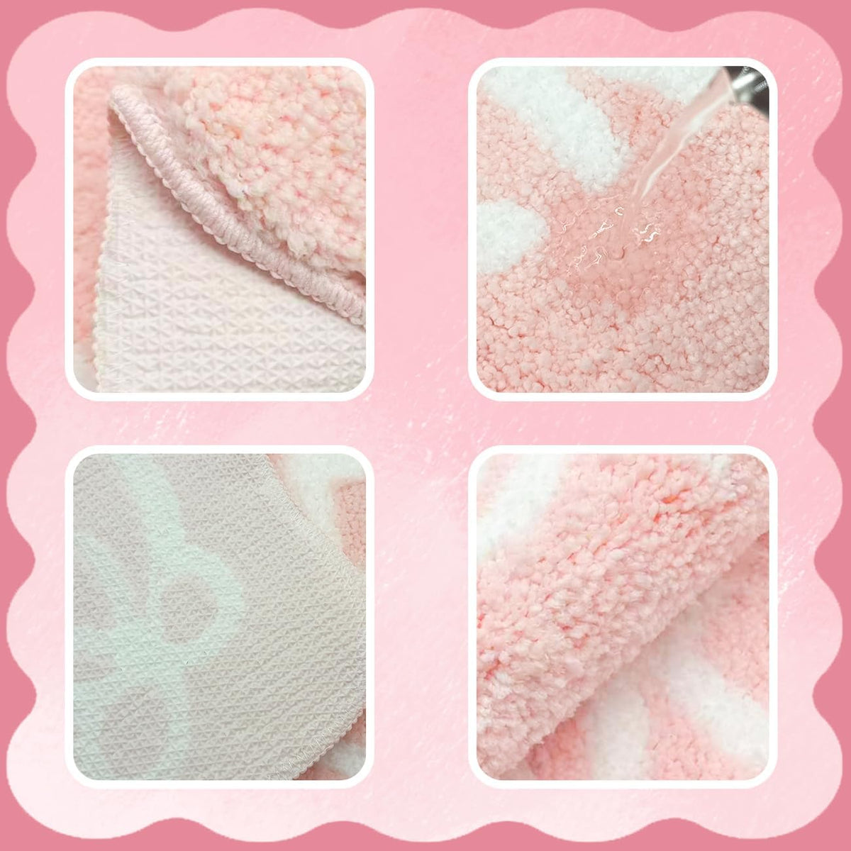 Light Pink Get Naked Bath Mat Scalloped Bow Bathroom Rug, 20" x 32"