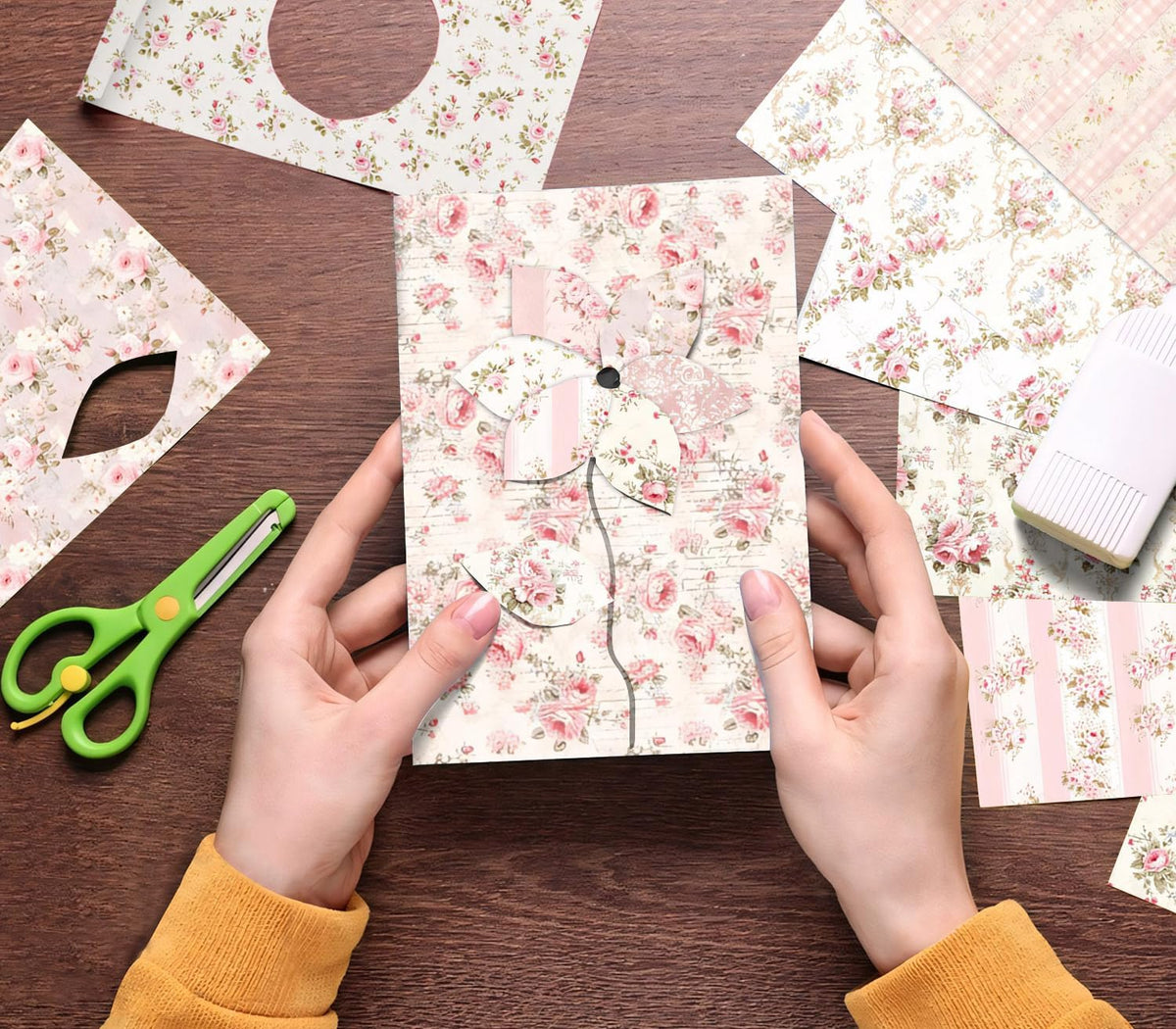 6 Inch Pink Flowers Scrapbooking Paper Pad - 24 Sheets Double Sided Aesthetic Patterns for Wedding Photos Album Journals Decorative Collage Origami DIY Crafts Gifts Wrapping Material