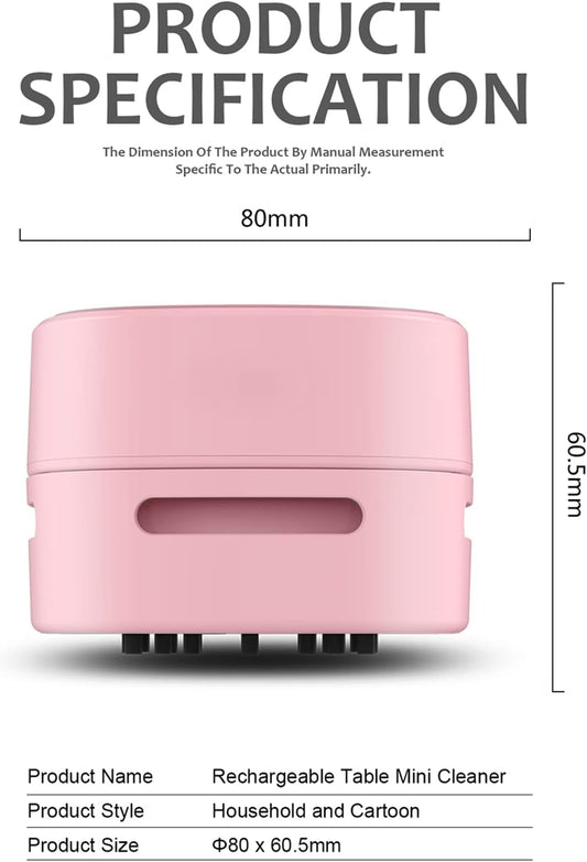Mini Desktop Vacuum Cleaner for Table Dust (Pink AA Battery)