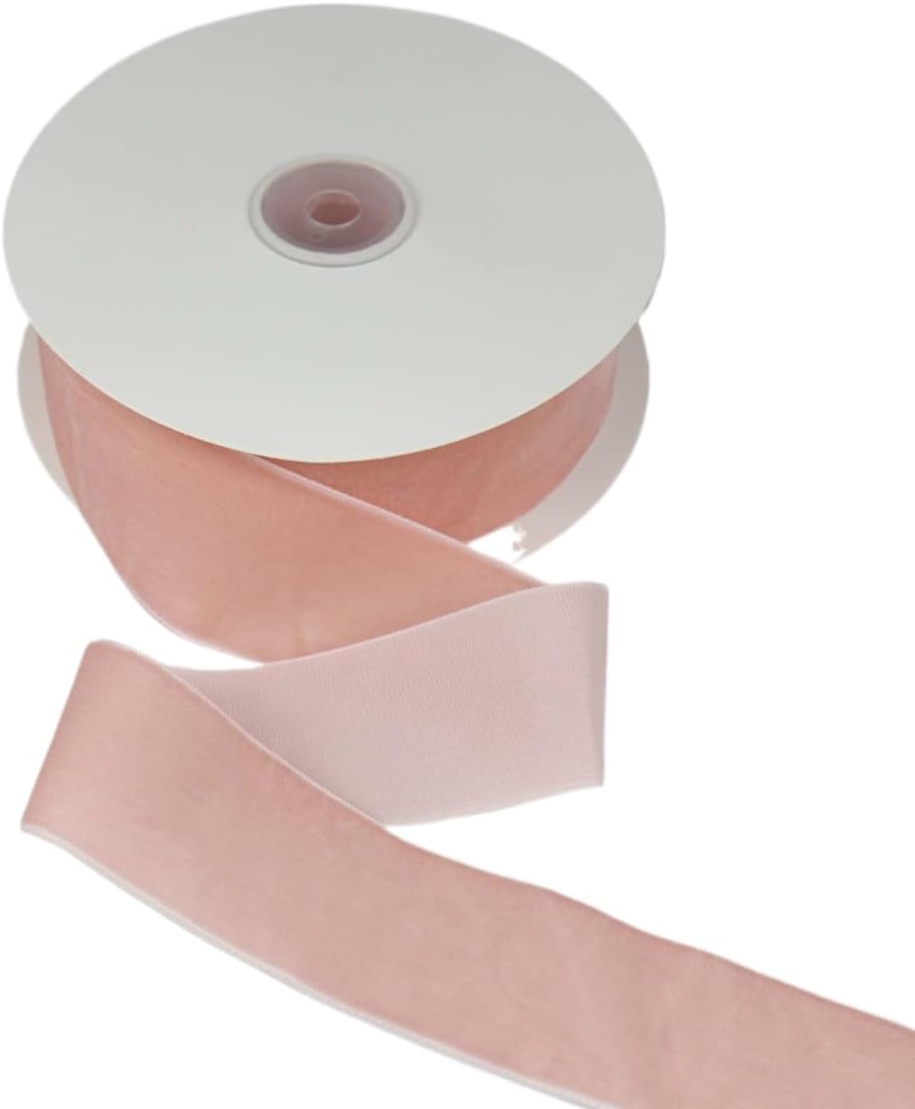 Velvet Ribbon for Gift Wrapping Christmas Decoration (05 (Light Peach), 1-1/2" (38mm) x 10 Yards)