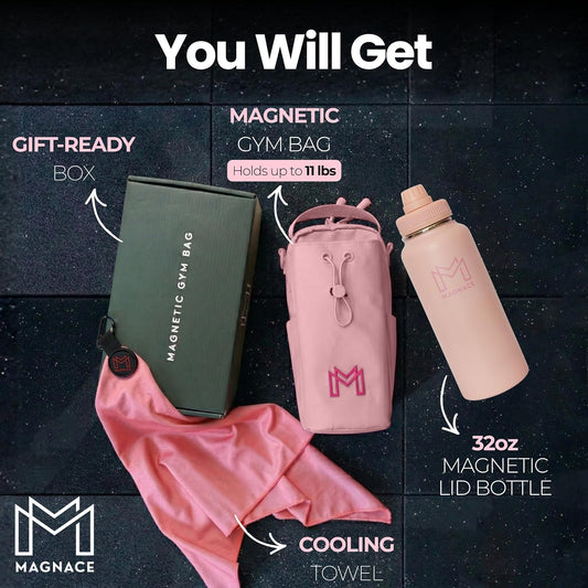 Small Magnetic Gym Bag Bundle, Water Bottle Holder, Sling Bag for Men Women