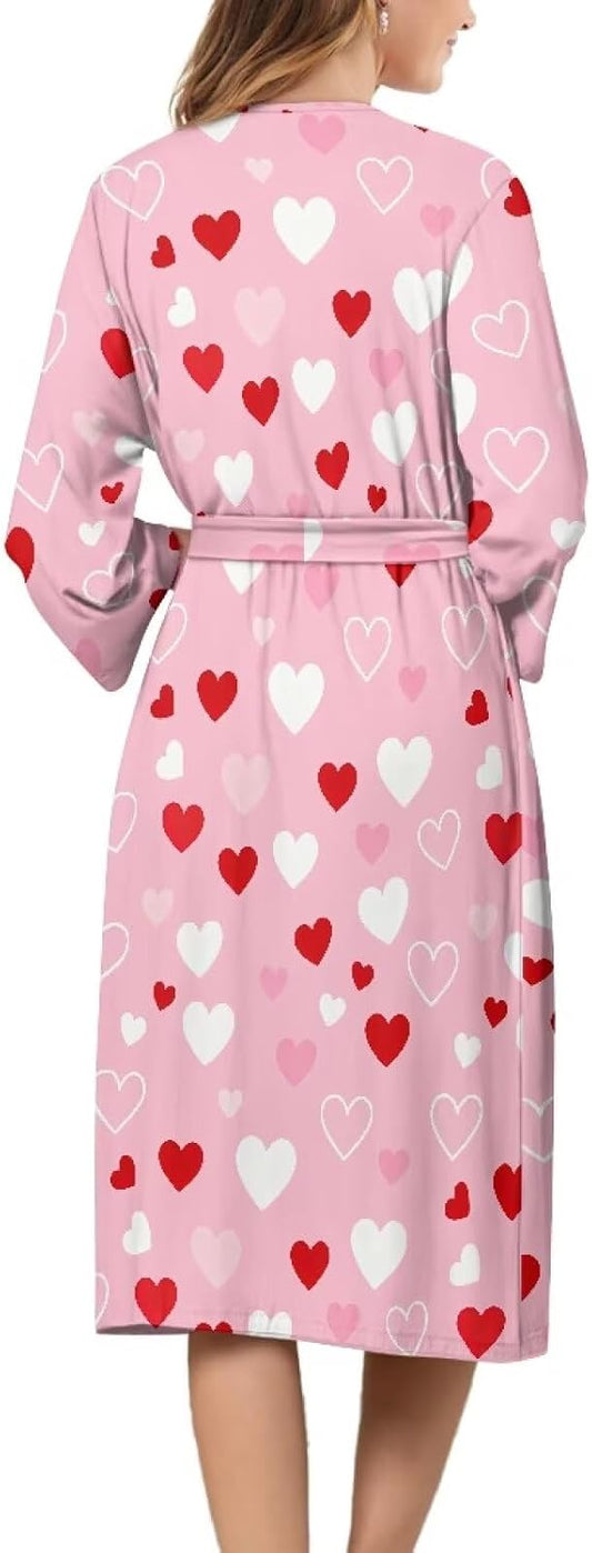 Womens Robe 3/4 Sleeves Bathrobe Lightweight Soft kimono Robes Casual Loungewear with Attached belt S-2XL