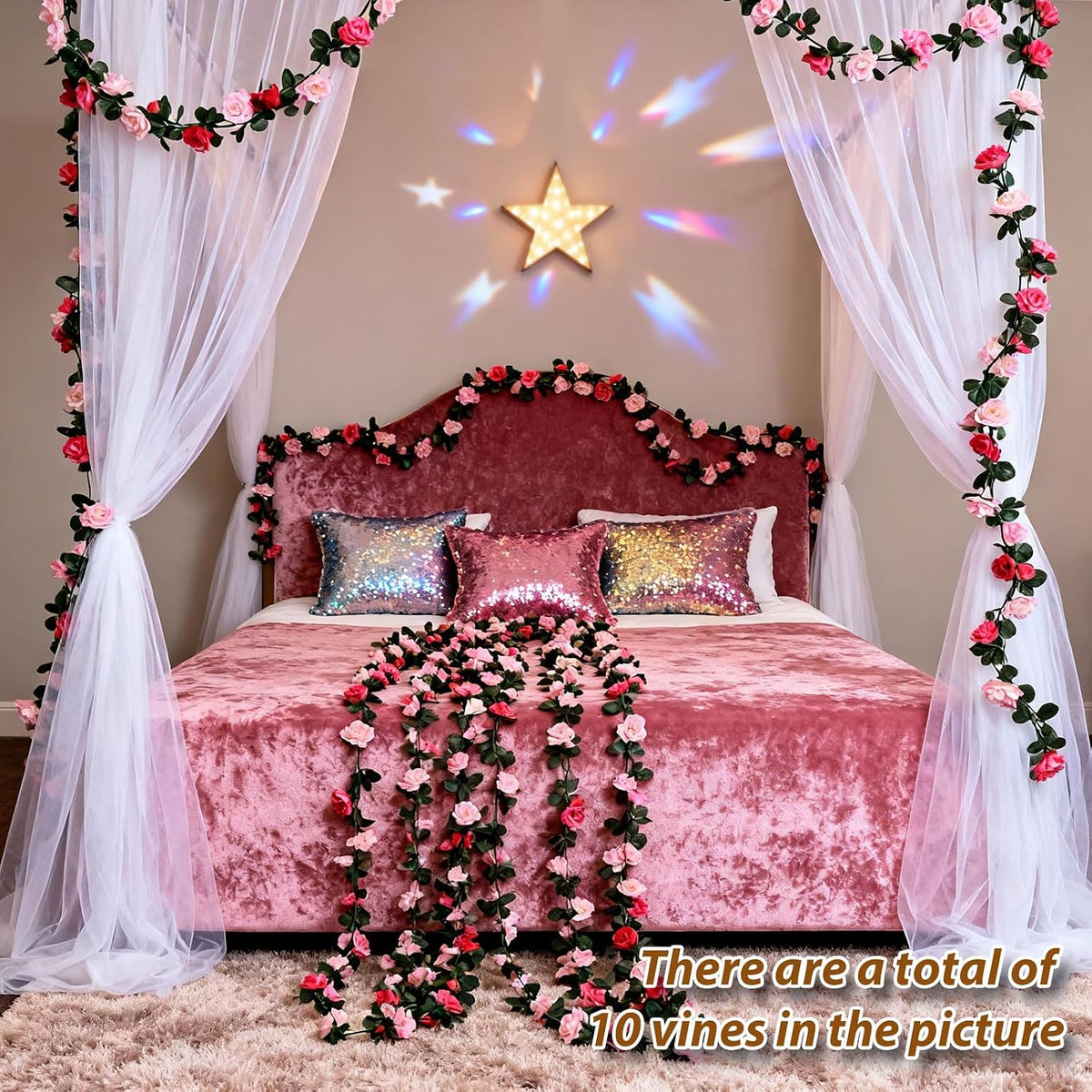 5Pcs 41FT Pink Flower Garland for Backdrop and Mothers Day Decor