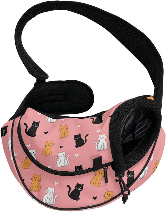 Dog Carrier Sling 10-15 Lbs Bag for Small Puppy Pet Cats | Pink Carrying Bag Purse Pouch, Drawstring Dog Papoose for Outdoor