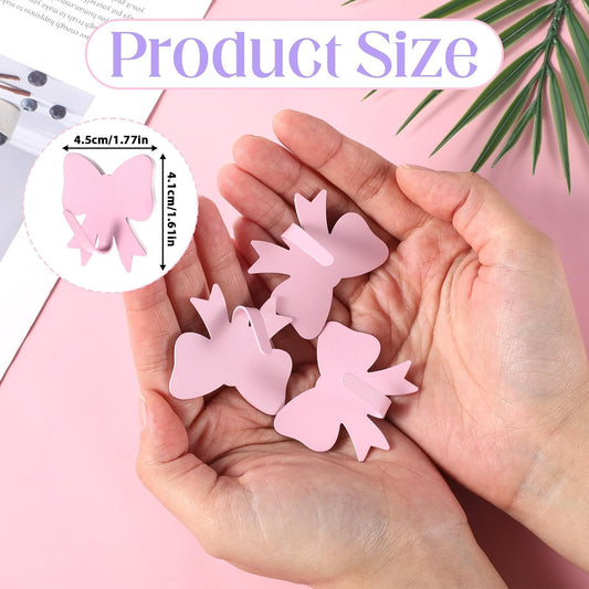 6 Pcs Pink Bow Wall Hooks Metal Strong Adhesive Door Hanger Hook