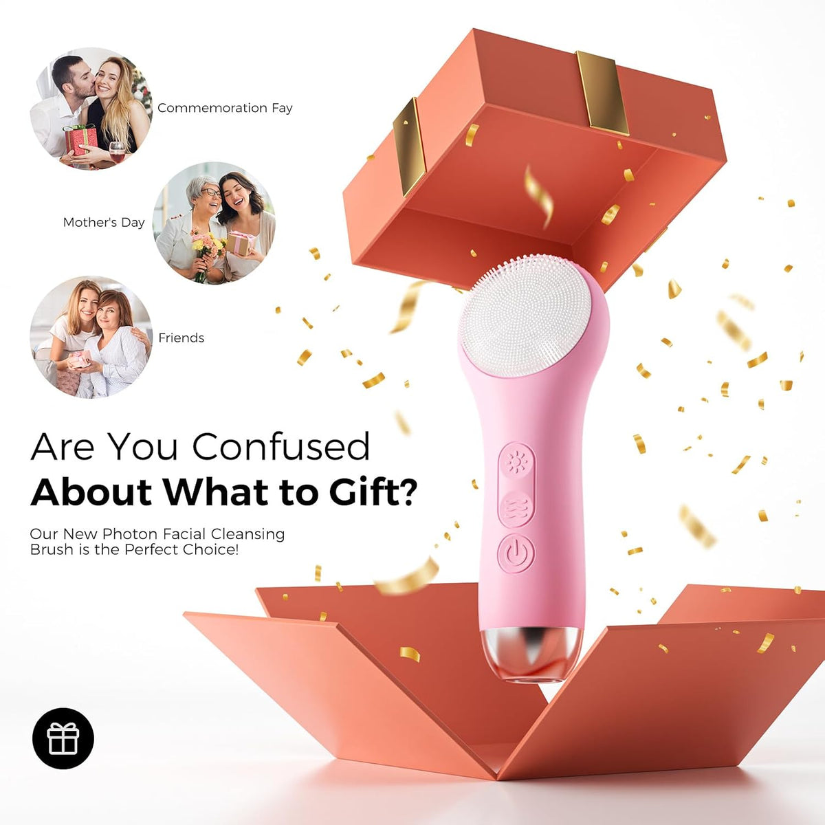 Face Scrubber, Electric Facial Cleansing Brush (Pink)