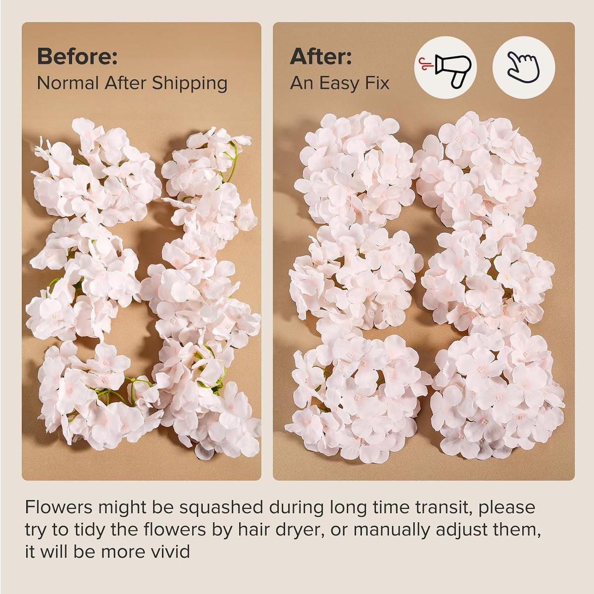 104Pcs Pink Hydrangea Artificial Flowers Bulk, Silk Hydrangeas