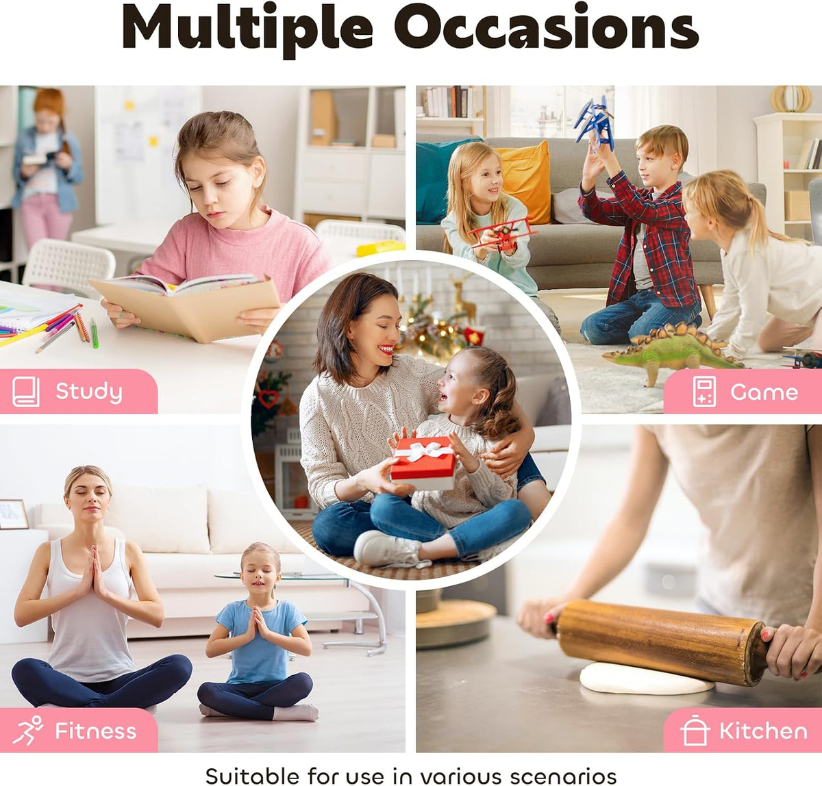 Visual Timer for Kids 60-Minute Countdown Timer with Optional Alarm, Focus Tool for ADHD & Autism, Time Management for Homework, Chores, Office, Kitchen, Teaching & Study Routines (Pink)