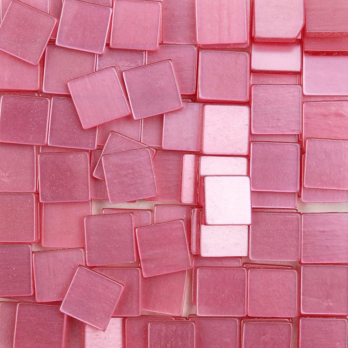 100pcs/25g Square Resin Glass 1x1 cm Mosaic Tiles for Crafts Glass Mosaic for Jewelry Making (Transparent Pink)