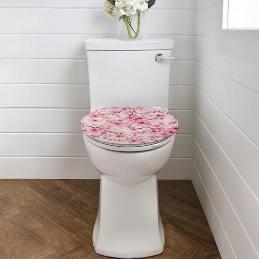 Cherry Blossom Toilet Seat Covers for Bathroom Pink Toilet Lid Cover Elongated Round Oblong Lids Toilet Cover Protector Soft Washable Toilet Seat Lid Cover