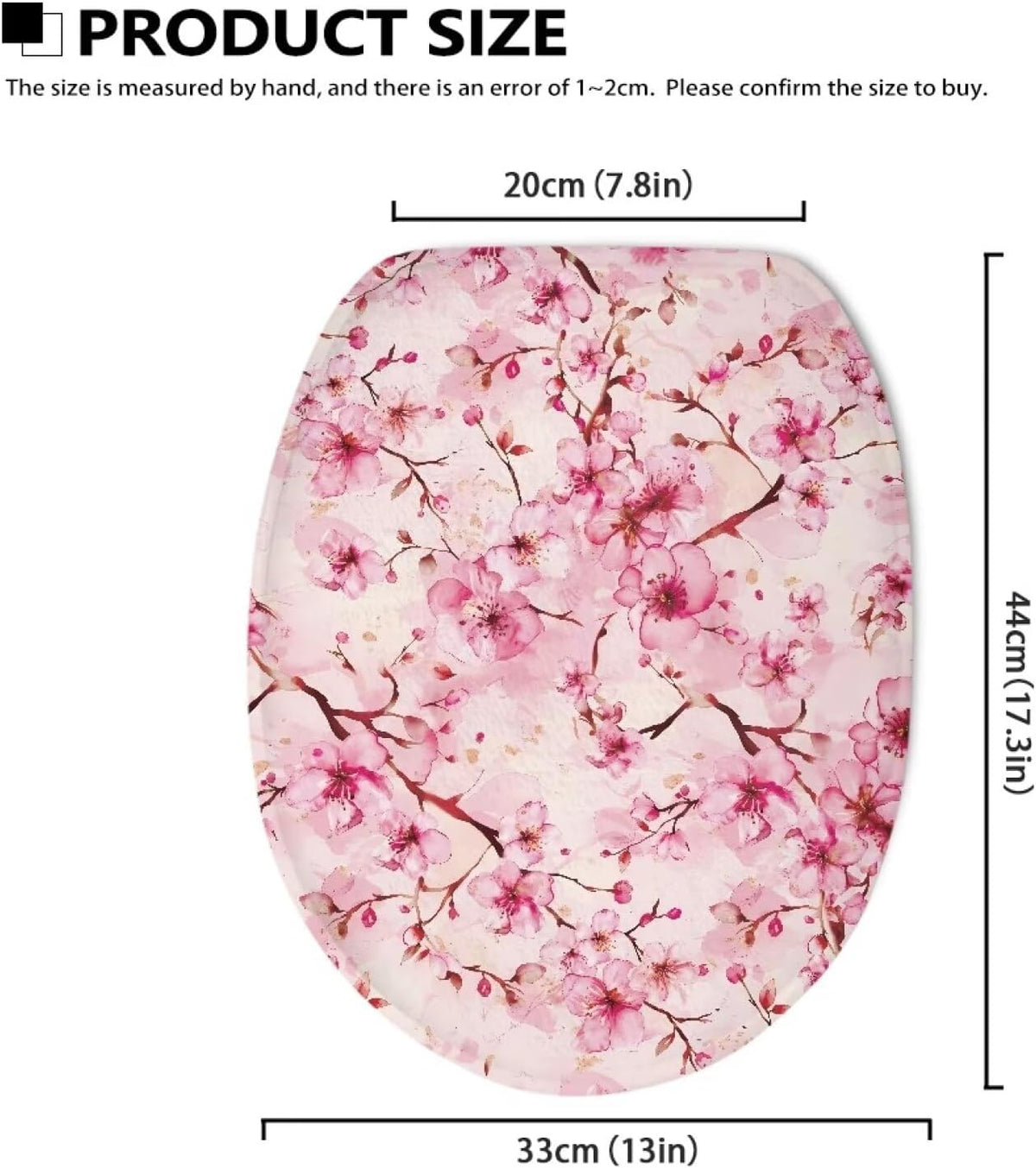 Cherry Blossom Toilet Seat Covers for Bathroom Pink Toilet Lid Cover Elongated Round Oblong Lids Toilet Cover Protector Soft Washable Toilet Seat Lid Cover