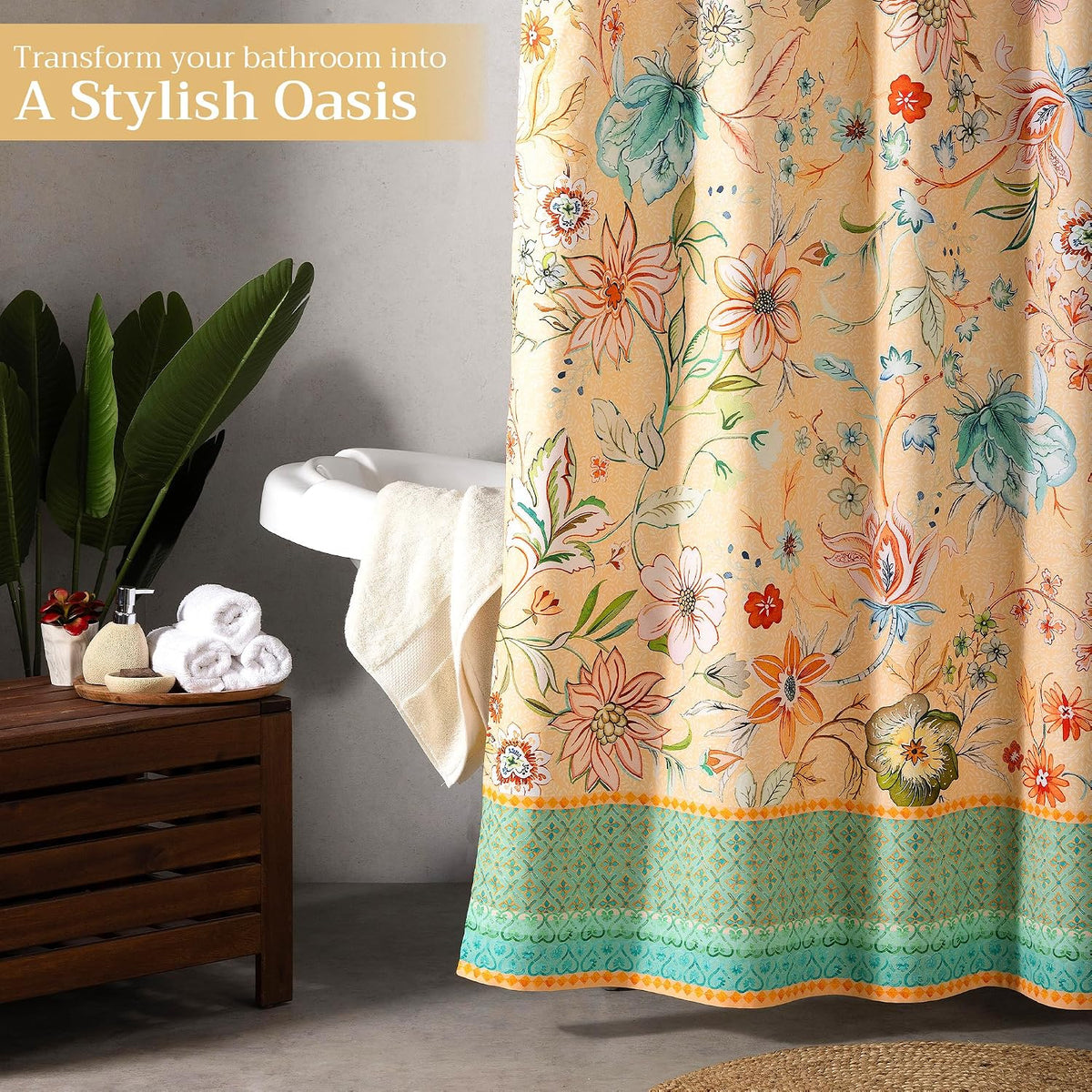 Shower Curtain 100% Cotton (70"x72", Pack of 1) Home Spa