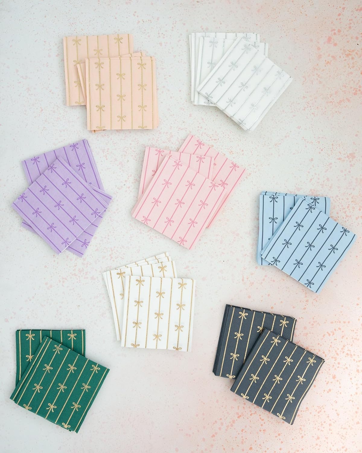 Light Peach Bow Cocktail Napkins, Pack of 20, 5"