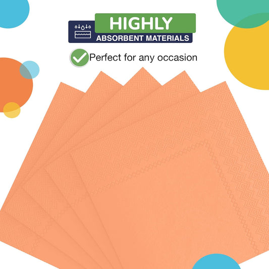Party Solids Peach Napkins Disposable Everyday 50 Pcs 2 Ply Peach Cocktail Napkins Paper Everyday For Parties & Party Supplies