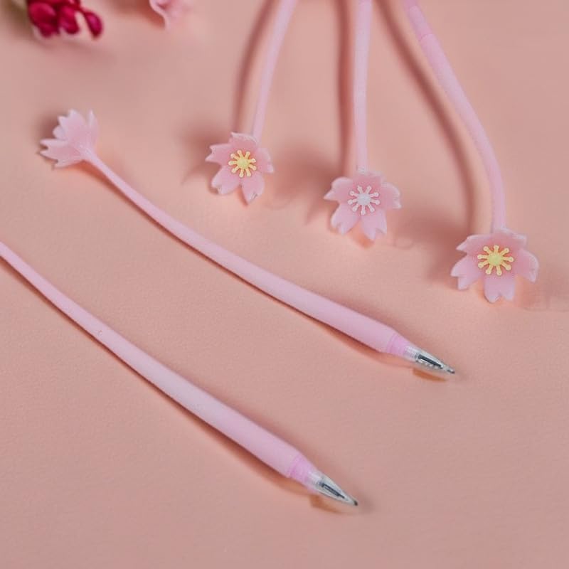 12pcs Pretty Sakura Pens Pink Cherry Gel Ink Pens Cute Novelty with Black Ink for Mother's Day Gift Nurses Women Students Teacher Classroom Office Supplies