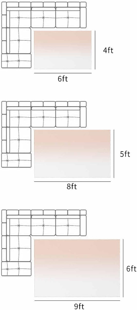 Outdoor Rug for Patio, Large Floor Mat Dreamy Peach Pink and White Gradient Non Slip Area Rug Rubber Backing Quick Dry Clearance Carpet for Camping Rugs, Garden, Lawn, Deck, Porch, 6' x 9'