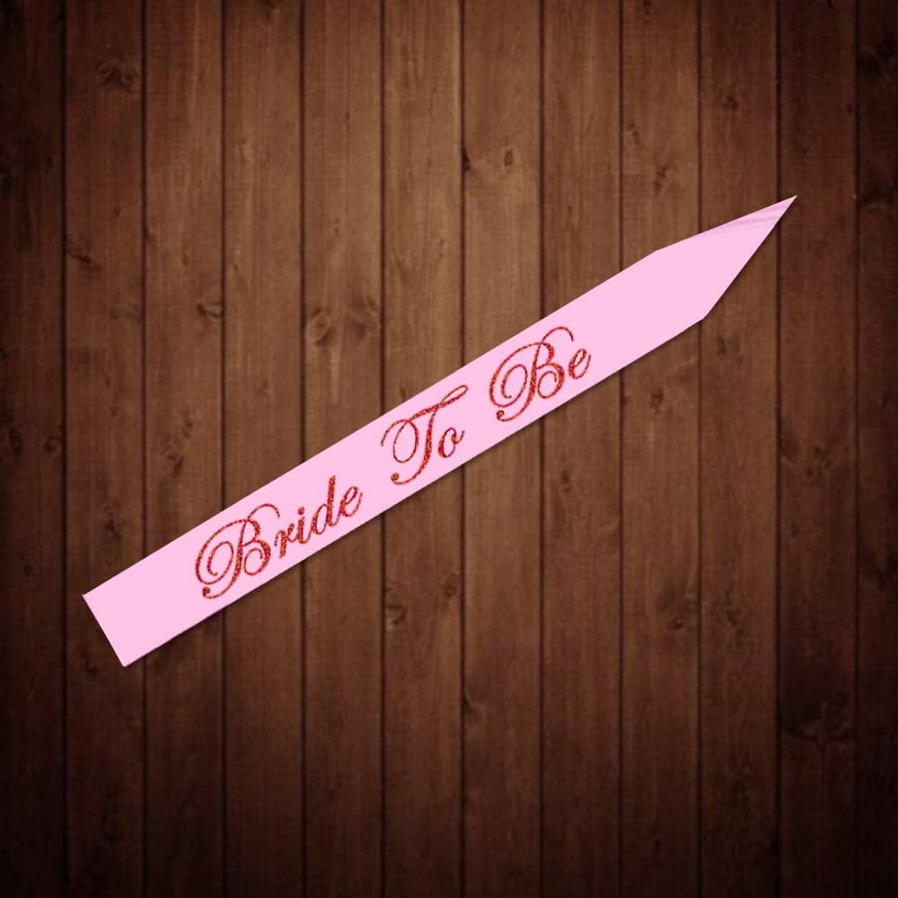 Hot Pink Double Ribbon Edge Center Cascade Bridal Wedding Veil with Comb & Bride To Be Satin Sash- Bachelorette Party Decorations Supplies