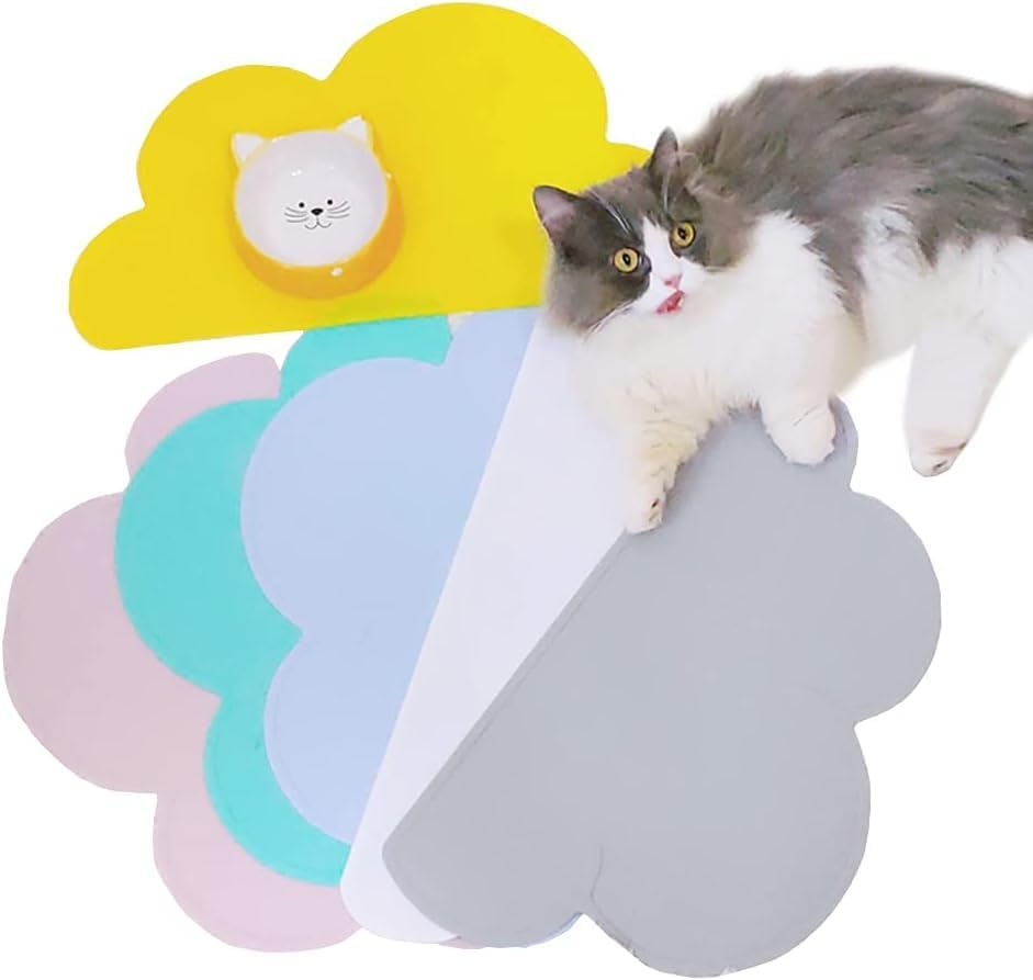 Love Dream Silicone Pet Feeding Food Mat with Raised Edge, Anti-Slip Waterproof Pet Bowl Mat Placemat for Dog and Cat (Pink)