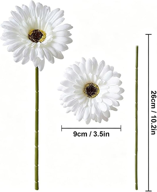 10 Pcs Artificial Gerbera Daisies Fake Daisy Flowers Bouquet Faux Flowers for Vase Centerpiece Wedding Party Floral Decor Indoor Home Decoration (Light Pink)