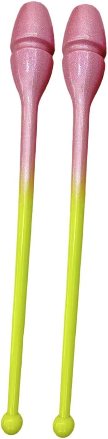 Rhythmic Gymnastics Club Connectable Gymnastics Rod Non Slip Easy to Control Training Tool Dance Prop for Adults Kids Show, Pink Yellow, 35CM