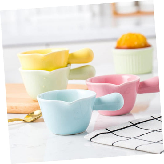 Ceramic Milk Pan Single Handle Pot Pink Cooking Pot Milk Spout Multifunctional Small