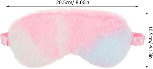 Plush Rabbit Sleep Mask 2pcs with Faux Fur Soft Eye Cover, Comfortable Light Blocking Blindfold and Teen, Travel and Nap Eye Shade in Blue and Pink