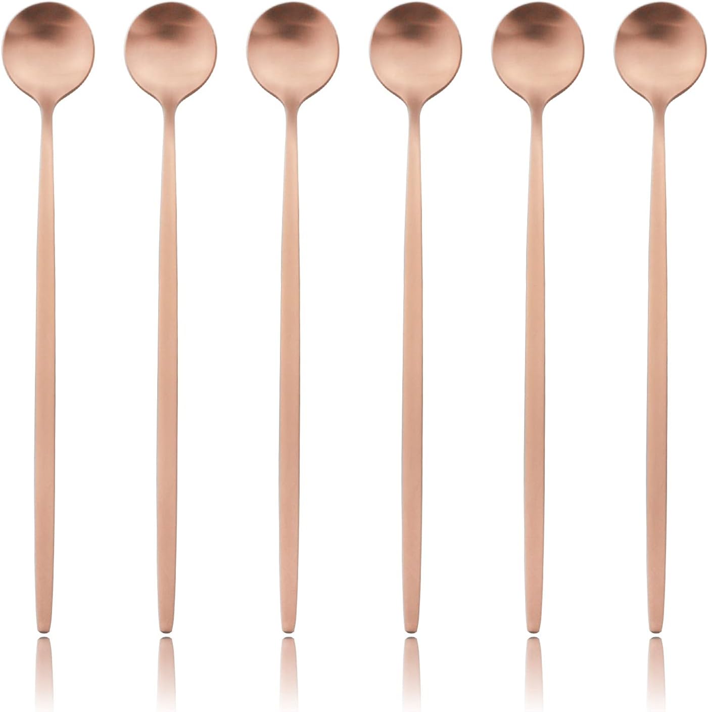 6-Pieces 7.87-inch Iced Tea Spoons With Long Handles, 18/0 Stainless Steel Ice Cream Coffee Dessert Spoon or Stirring Spoon Multipurpose Tea Spoon Set For Sundae, Cocktails