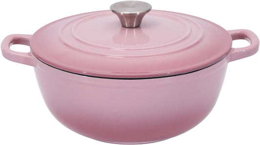 Flavehc Dutch Oven Pot with Lid 3.8 qt Cast Iron Dutch Oven for Bread Baking Pink Enameled Cast Iron Dutch Oven with Handels