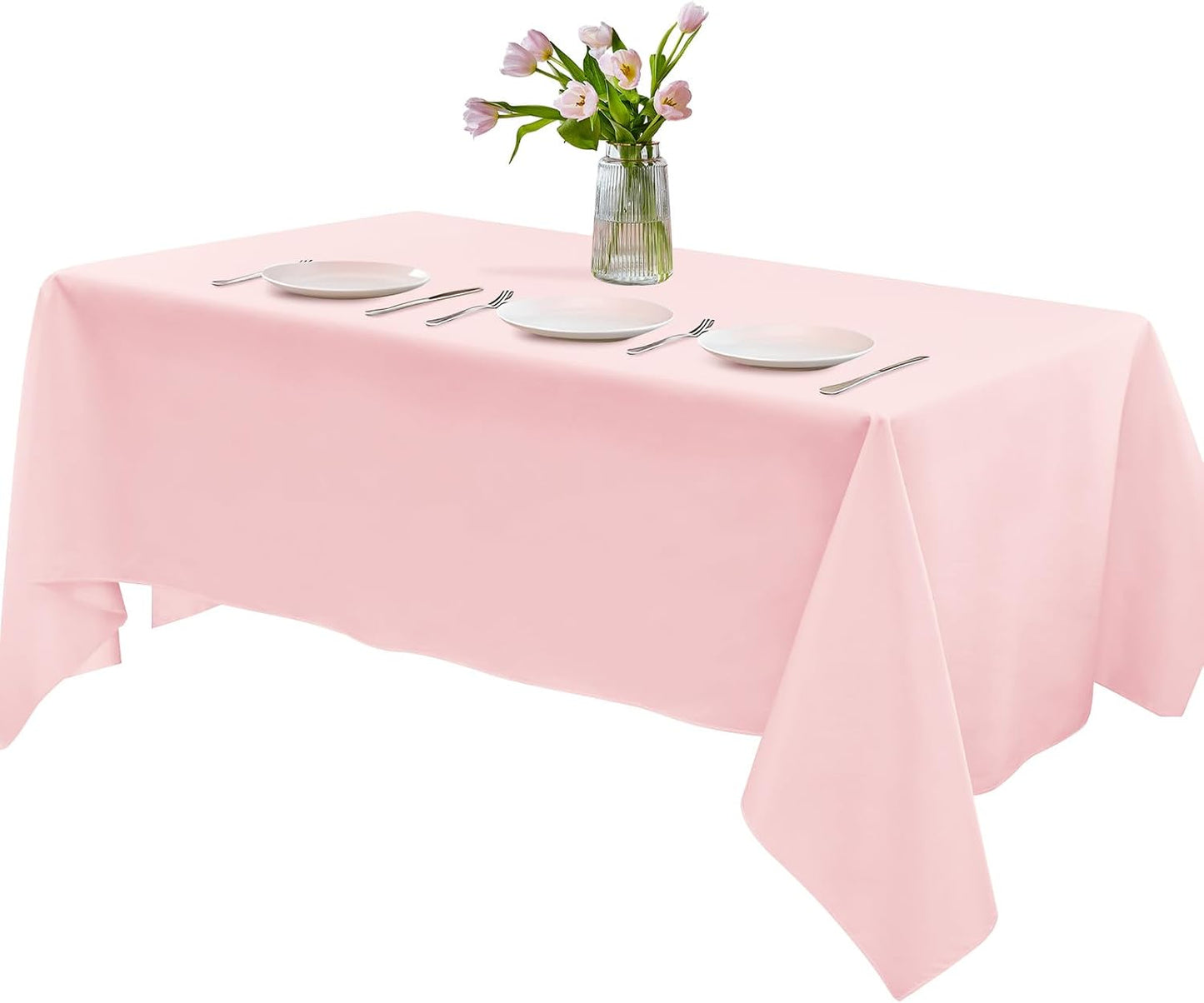 MICORAL 1 Pack Satin Tablecloth 58x102 Inches Rectangle - Soft Wrinkle Resistant Fabric for Wedding, Banquet, Valentine's Days, Party Decoration - Easy Care Machine Washable, Pink