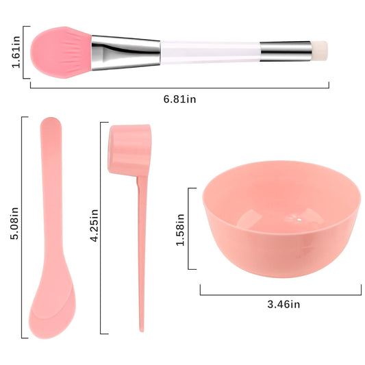 Face Mask Mixing Bowl Set, 16 Pcs DIY Facemask Mixing Tool Kit with Facial Mask Bowl Stick Spatula Silicone Brush (Pink)
