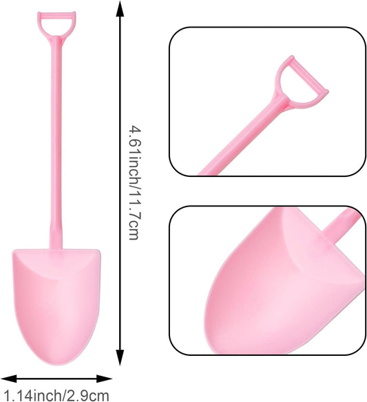 100PCS Mini Shovel Spoons for Desserts, Shovels Pudding Yogurt Spoons for Family or Party Cute Disposable Plastic Dessert (Pink)
