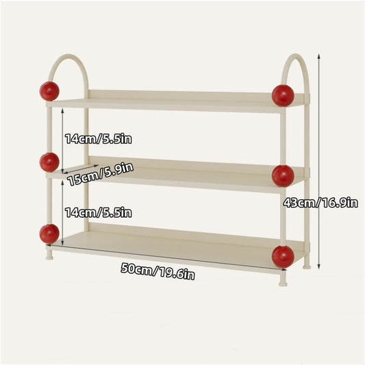 Coffee Mug Holder, Bathroom Countertop Organizer, 3-Tier Display Shelf, Metal Storage Shelf With Handles, Desktop Storage Rack For Living Room, Bathroom, Kitchen, Bedroom (Pink)