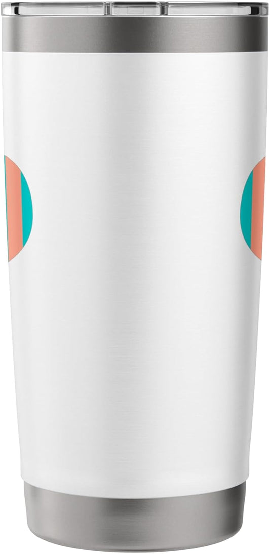 Cute Peach and Teal Vertical Stripes Pattern Minimalist Stainless Steel Insulated Tumbler