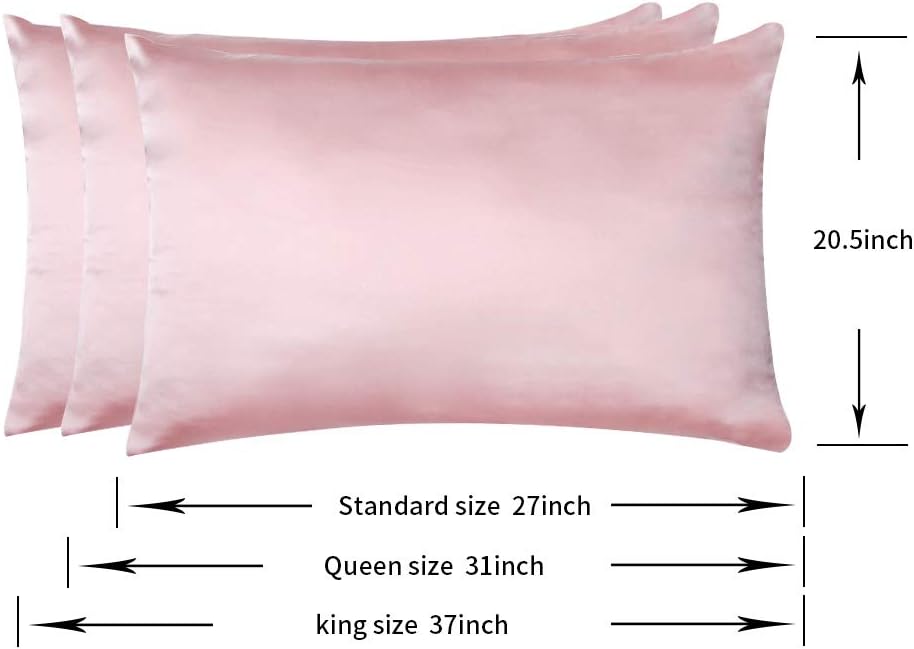 Jocoku 100% Mulberry Silk Pillowcases Set of 2 for Hair and Skin and Super Soft and Breathable Queen Size Nature Silk Pillowcases (Queen, Pink)