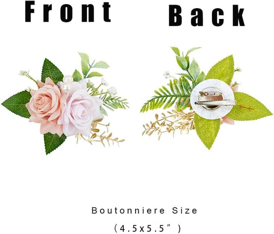 Blush Pink Single Boutonniere for Men Groom, Artifical Rose Flower for Wedding Decor, Prom Homecoming Graduation Buttonholes