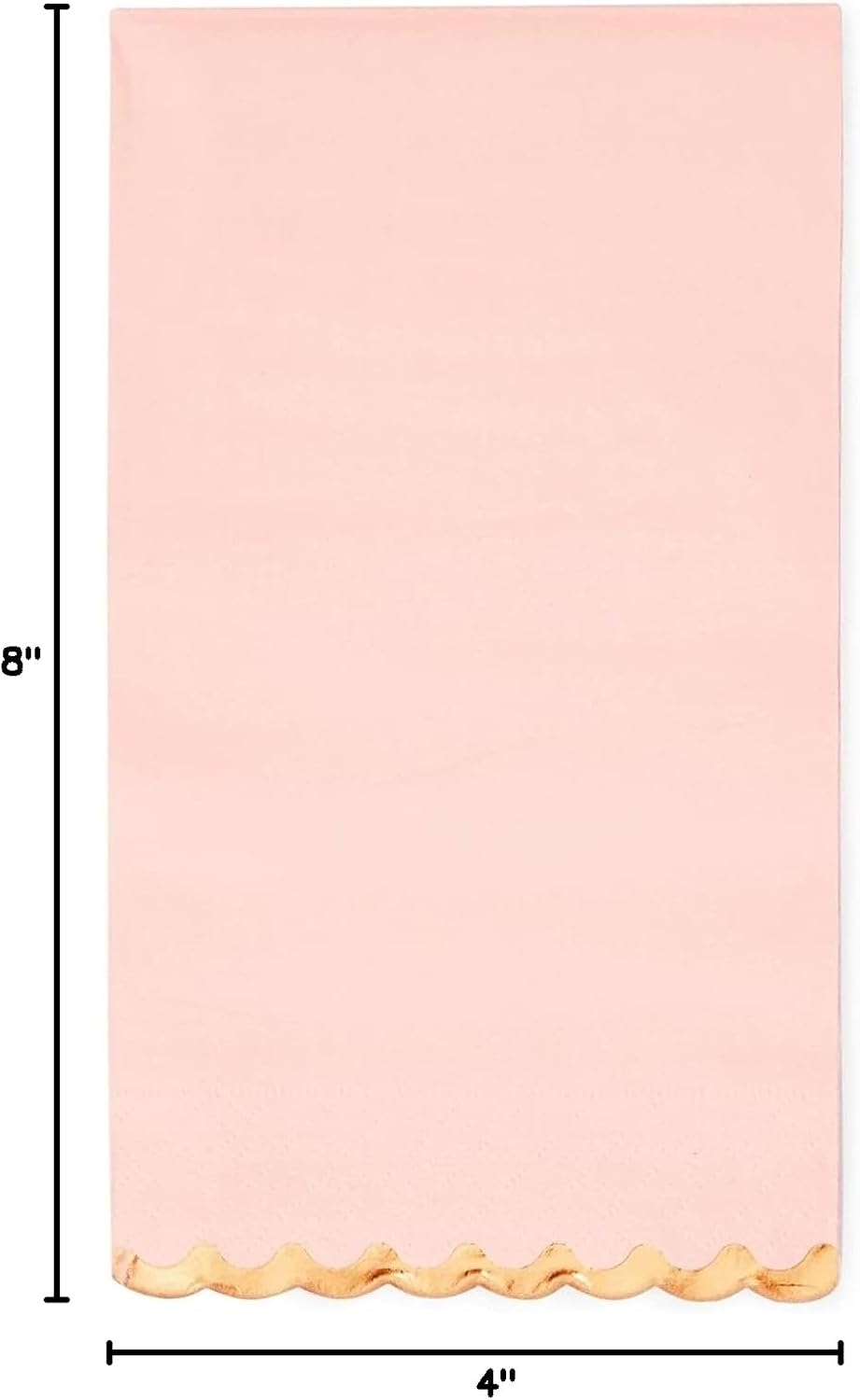 Sparkle and Bash 3-Ply Paper Dinner Napkins - Pink Napkins with Scalloped Gold Foil Edges - Disposable Absorbent for Weddings & Parties - 3 Ply, Pink - 50 Pack - 4 x 8 in