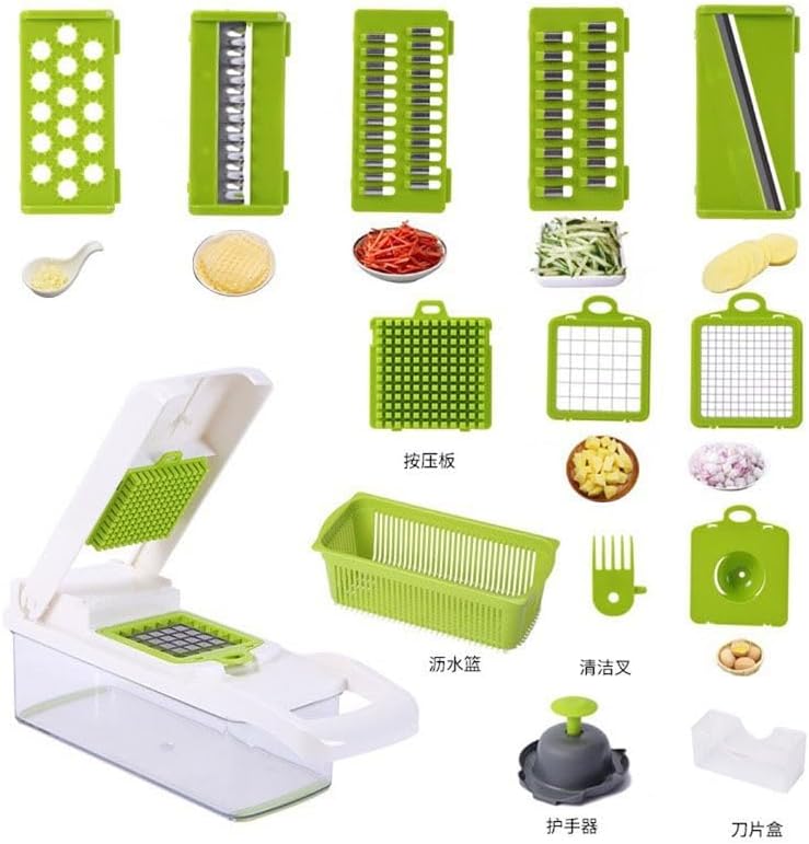Vegetable Chopper Cutter Slicer Multifunctional Food Veggie Onion Potato Fruit Chopper Cutter Dicer with Container (Pink)