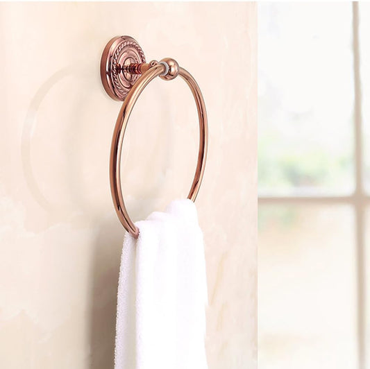 Wall-Mounted Copper Bathroom Towel Ring, Modern Bath Accessories Towel Ring (Rose Gold)