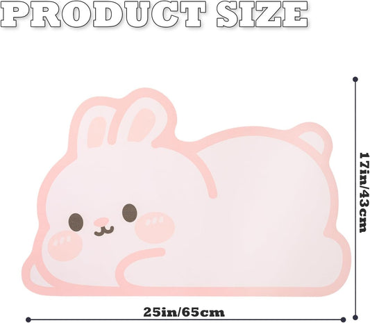 Cute Animal Bath Mat - Pink Rabbit Non-Slip Super Absorbent Ultra Thin Mat for Shower Tub & Sink Front Quick Dry Bathroom Mat (Easy Clean)