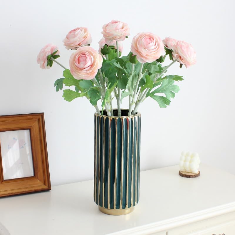 5Pcs 19.6" Artificial Ranunculus Flowers Real Touch Stem Ranunculus Artificial Flower Silk Flower for Arrangements Centerpiece Table Home Wedding Bouquet Party (Light Pink)
