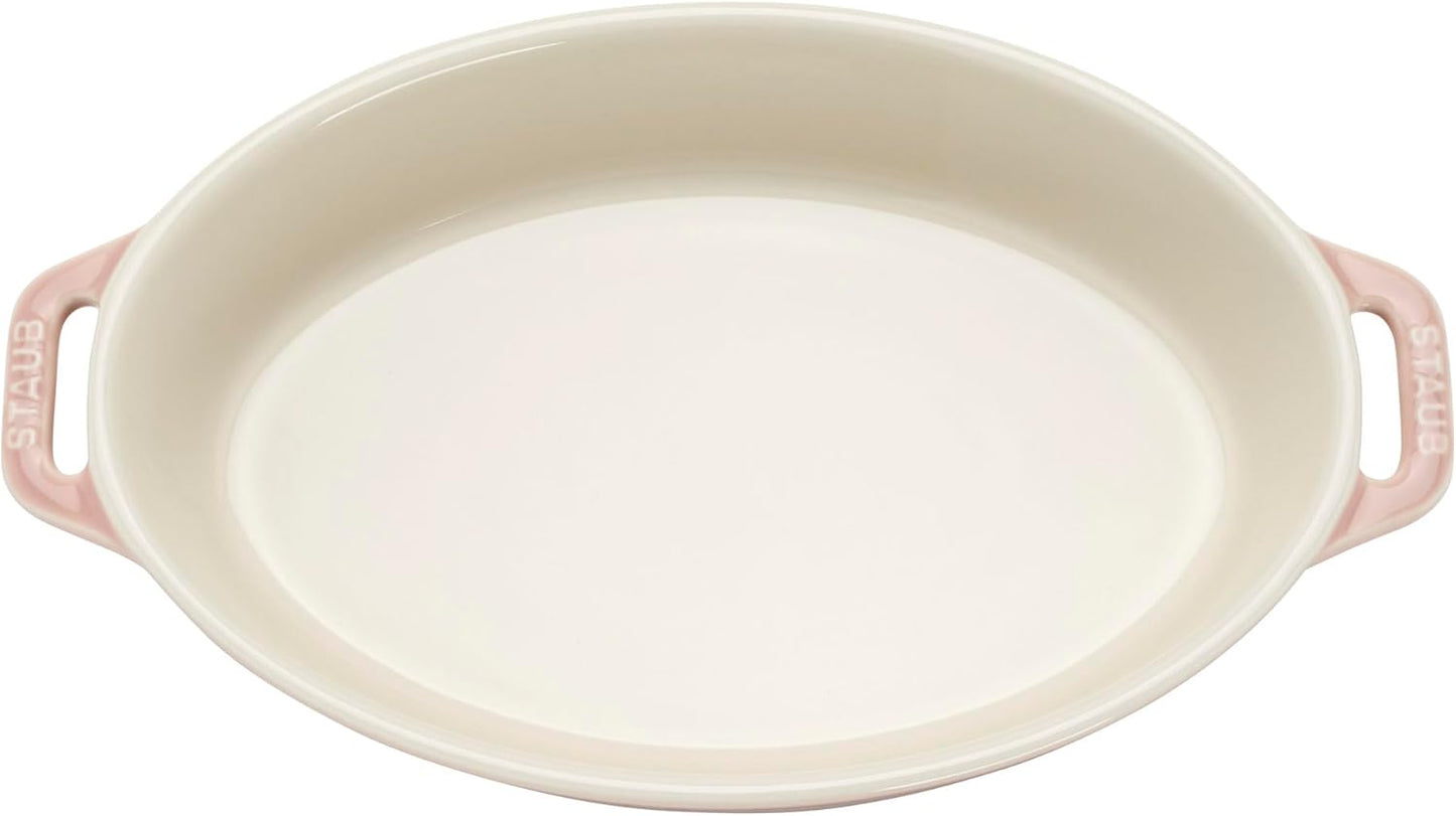 Staub Ceramic 4-pc Baking Pans Set, Casserole Dish with Lid, Brownie Pan, Light Pink