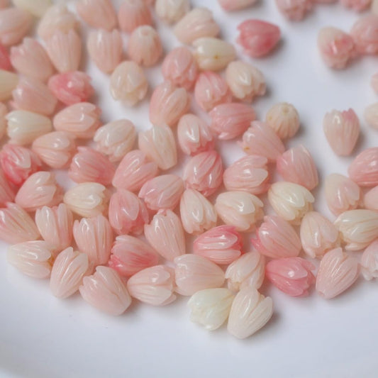 7mm 100Pcs Peach Color Artificial Coral Flower Beads Jasmine Flower Shape Bead for Jewelry Bracelet Necklace Earing Making Craft DIY