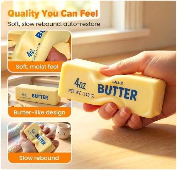 2 PCS Butter Squishy ,Slow Rising Squishy, Stress Balls,Stress Relief & Fidget Toys,Sensory Fidget for Anxiety Relief and Focus(Yellow+ Pink)