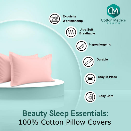 2 Pack Pillow Shams Standard Size 20x26 โ 600 Thread Count 100% Organic Cotton Pink Pillow Covers with 2 Inch Flange, Soft & Smooth Premium Hotel-Quality Pillowcases Set of 2