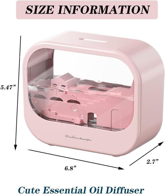 Essential Oil Diffuser, Cute Humidifier with 7 LED Light Colors, Waterless Auto Shut-Off & Timer Setting Cool Mist Humidifier Diffuser for Spa Home Yoga Office Bedroom(Pink)