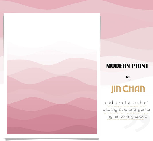 jinchan Ombre Pink Ocean Wave Shower Curtain Waterproof Fabric Shower Curtains for Bathroom Gradual Color Design Nautical Coastal Beach Bath Decor with 12 Hooks 70x72 Inches