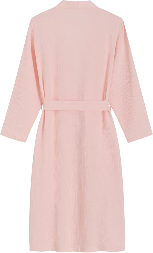 Latuza Women's Cotton Gauze Robe Lightweight Absorbent Bathrobe with Pockets